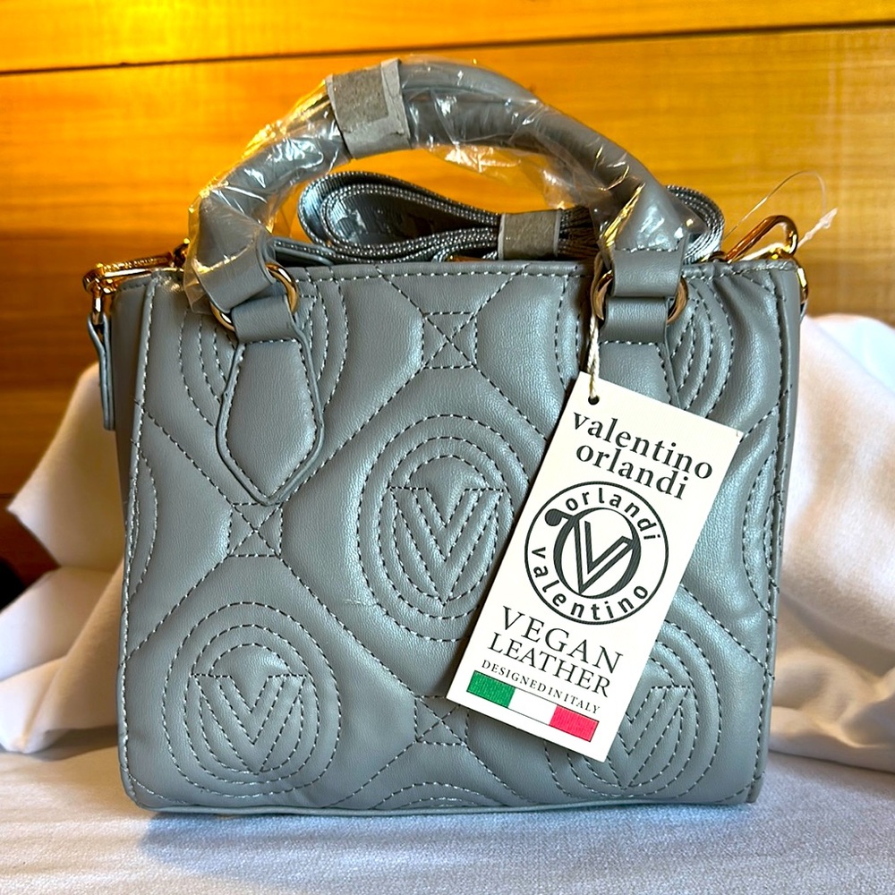 NWT Valentino Orlandi Gray Crossbody Bag with Vegan Leather